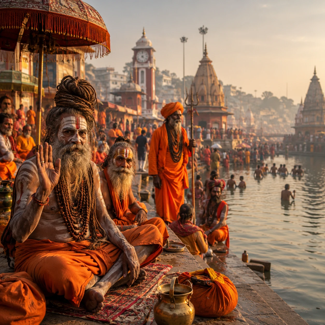 Naga Sadhus participating in Kumbh procession
