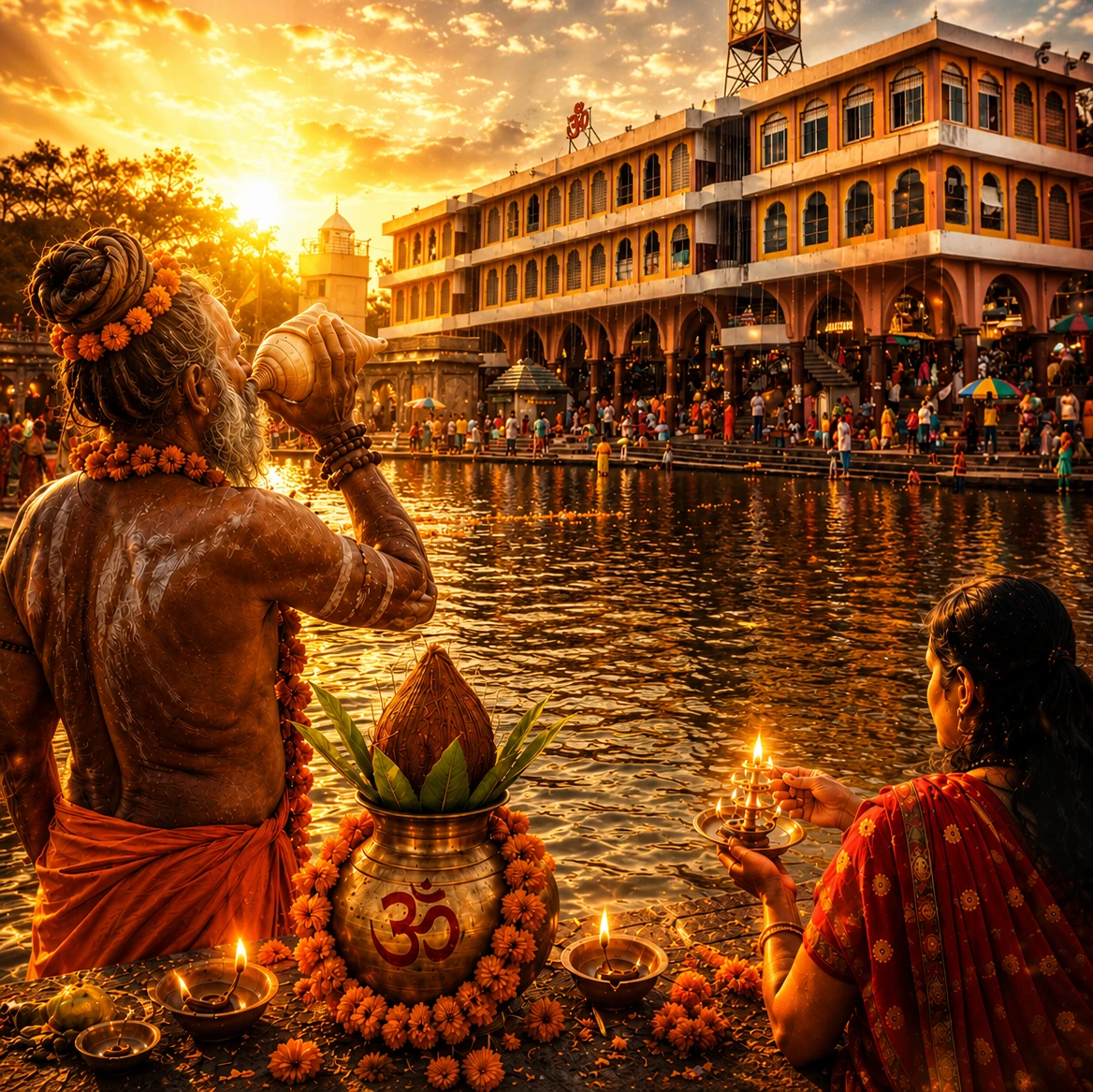 Pilgrims at the sacred Godavari River