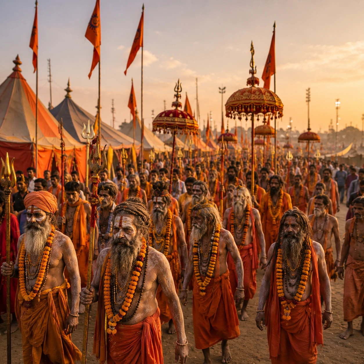Pilgrims at the sacred Godavari during Kumbh