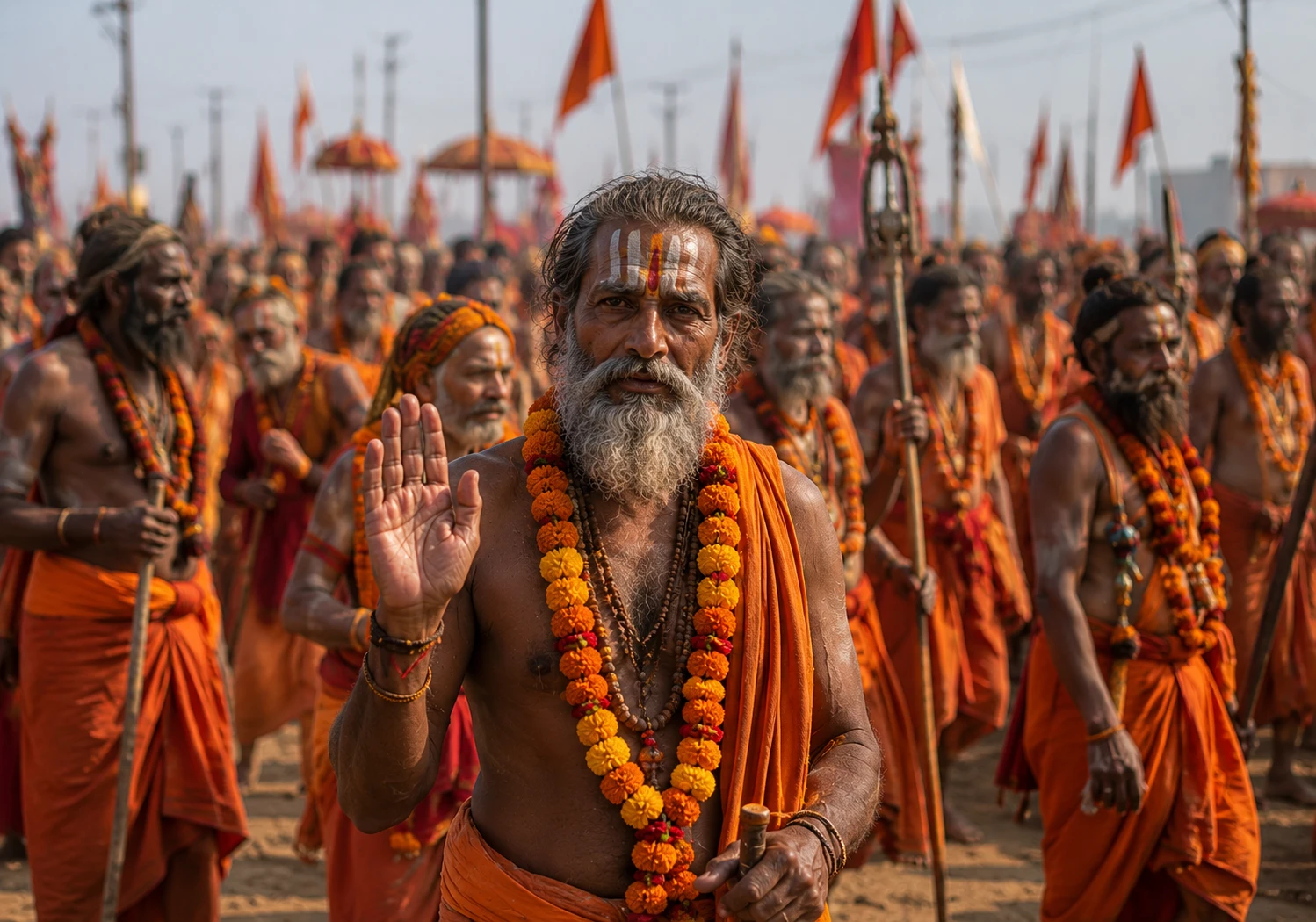 Akharas of Kumbh Mela leading the Shahi Snan procession